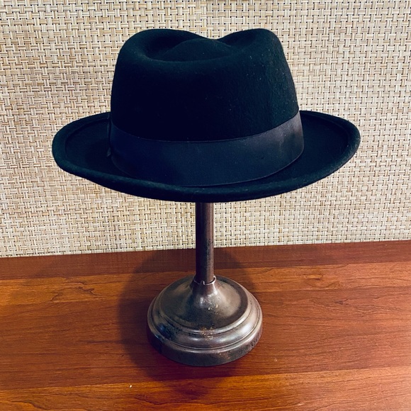 🌟HP🌟VTG 1960s Black Wool Bogart Fedora by Capas Design - Picture 4 of 11